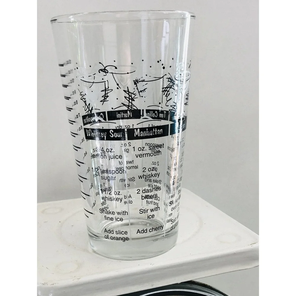 Libbey Cocktail Shaker Vintage Glass Bar Mate With Recipes Barware‎ Mancave